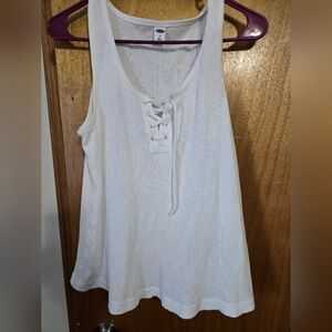 Old Navy Ivory Lace-Up Tank Top